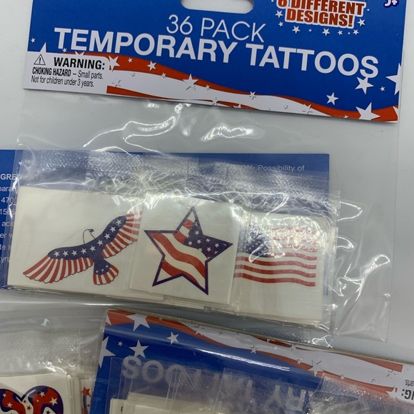 3 packs of Temporary Tattoos Patriotic Flags Stars - Picture 5 of 7